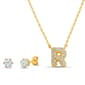 CZ 3D Initial R Necklace Set - image 1