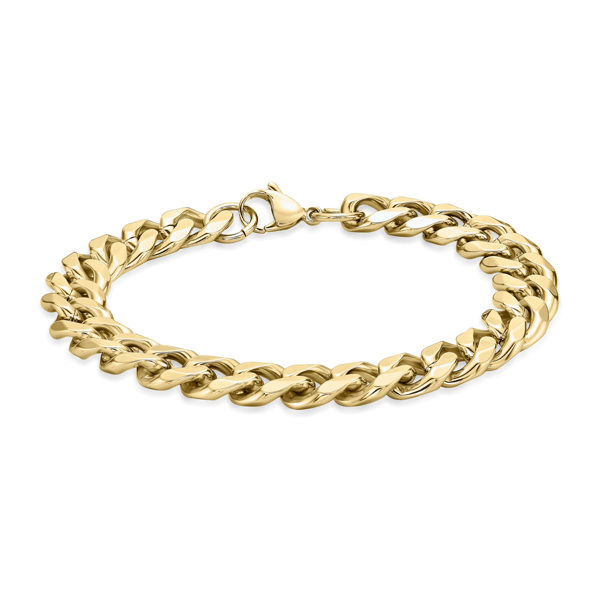 Mens Lynx Gold-Tone Ion Plated Curb Chain Necklace & Bracelet Set