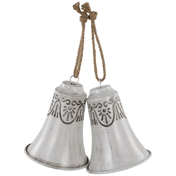 Northlight 2pc. Grey & White Embossed Bells Christmas Ornaments
