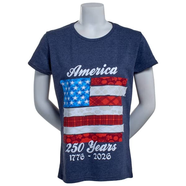Womens Home of the Brave Stars & Stripes Flag Short Sleeve Tee - image 