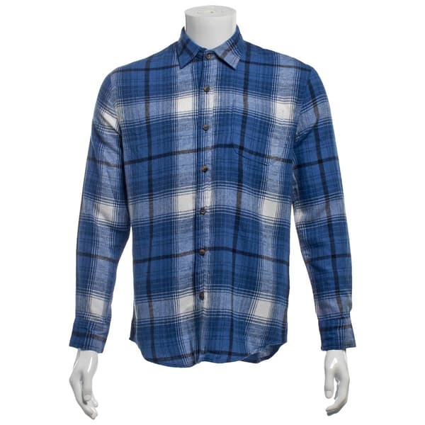 Mens Mountain Ridge Long Sleeve Flannel Shirt - Blue