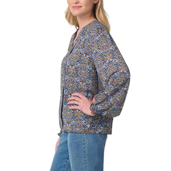 Petite Gloria Vanderbilt Danika Poet Sleeve Damask Blouse