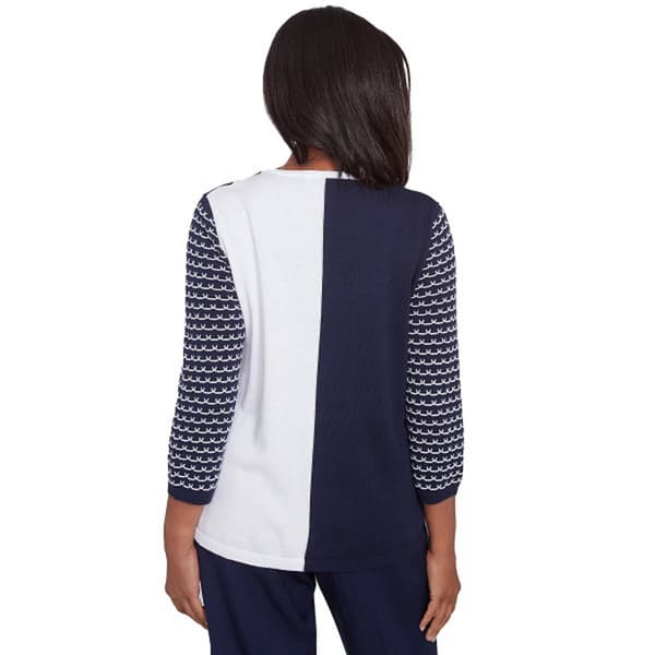 Womens Alfred Dunner Block Island 3/4 Sleeve Color Block Top