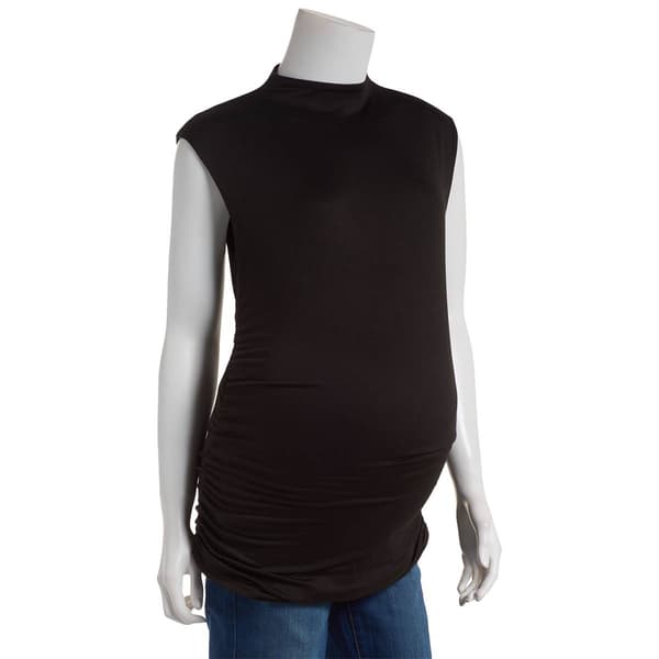 Womens Maternity Due Time High Neck Cinch Sleeveless Shirt - image 