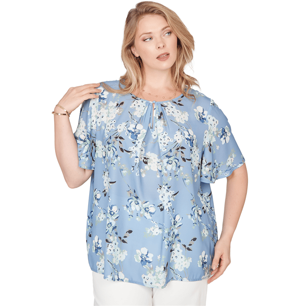 Plus Size Emaline Seabreeze Essence Short Flare Sleeve Notch Nec - image 
