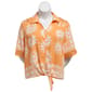 Plus Size Como Black Elbow Sleeve Floral Tie Front Hem Blouse - image 1