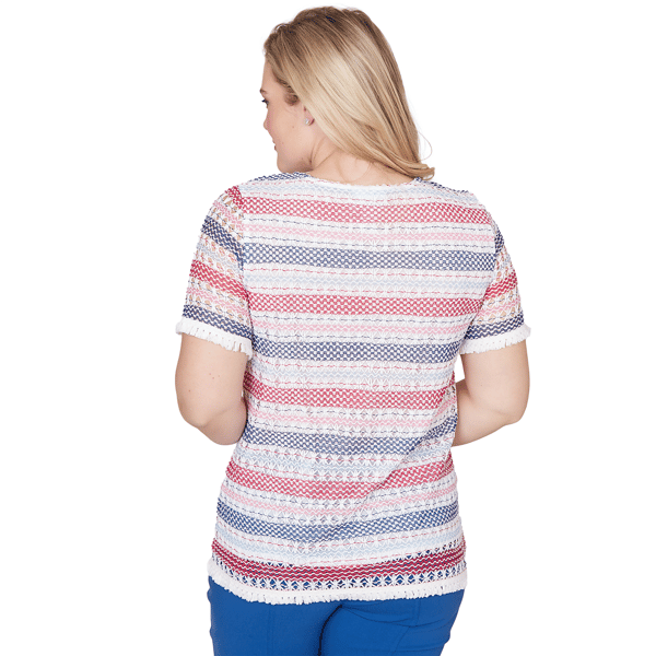 Petite Alfred Dunner The Royal Treatment Fringe Stripe Blouse