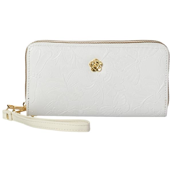 Womens Malibu Skye Embroidered Floral Tooled Wallet - image 