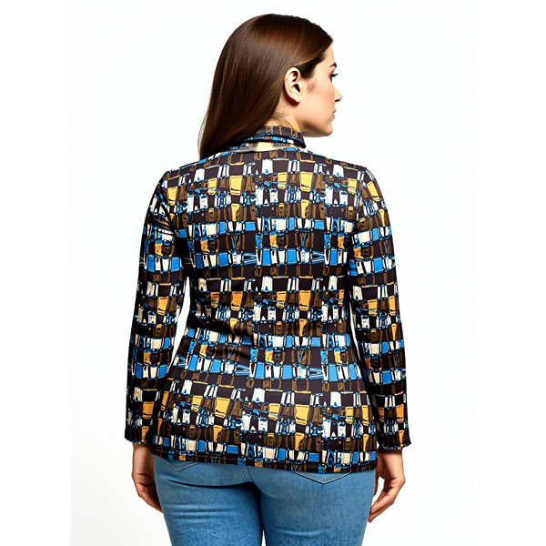 Plus Size 24/7 Comfort Apparel Mock Neck Printed Top