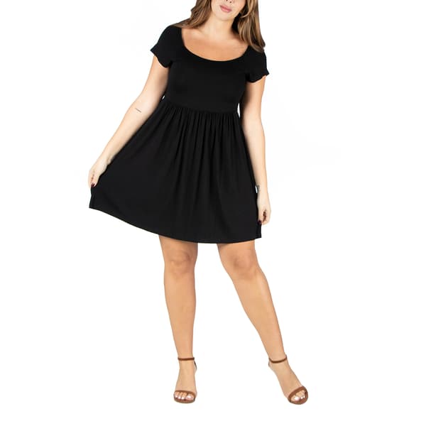 Plus Size 24/7 Comfort Apparel Cap Sleeve Babydoll Dress - image 
