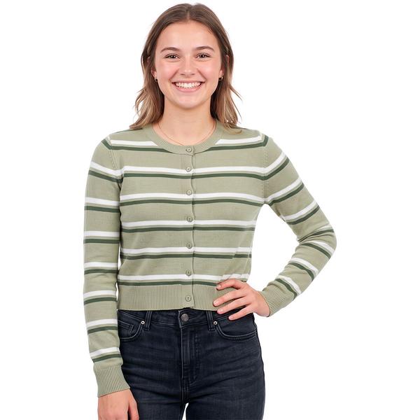 Juniors No Comment Multi Striped Boxy Cardigan - image 