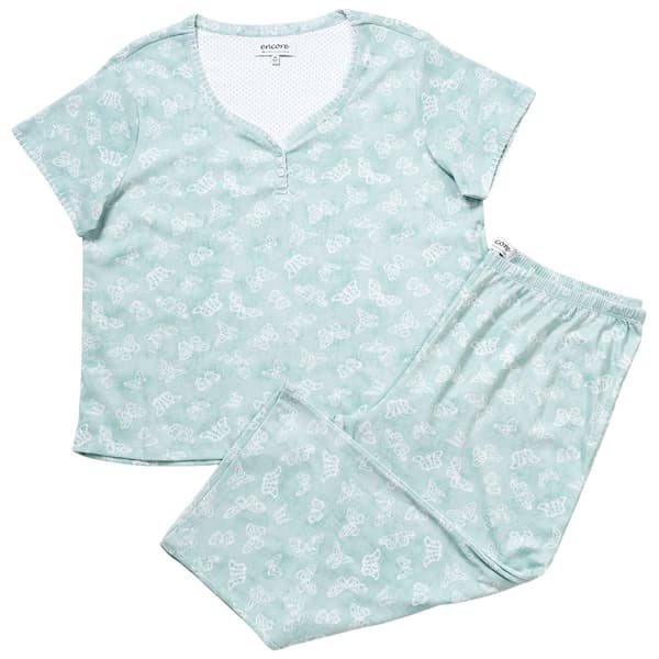 Plus Size Karen Neuburger Short Sleeve Butterfly Capri Pajama Set