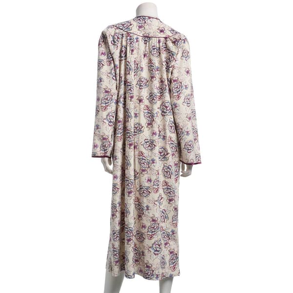 Womens Loungees Long Sleeve Fleece Floral Zip Front Robe
