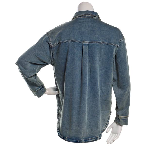 Juniors Indigo Rein Faded Knit Denim Jacket