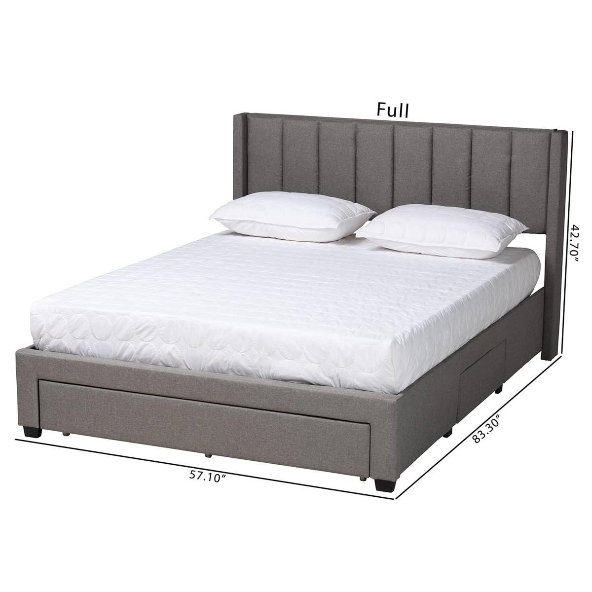 Baxton Studio Coronado Grey Fabric 3-Drawer Storage Platform Bed