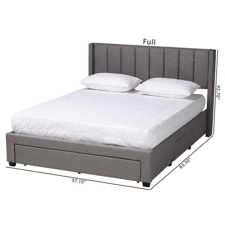 Baxton Studio Coronado Grey Fabric 3-Drawer Storage Platform Bed
