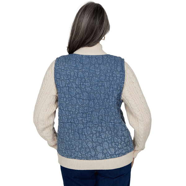 Womens Alfred Dunner Tuscany Mixed Media Denim Quilted Jacket