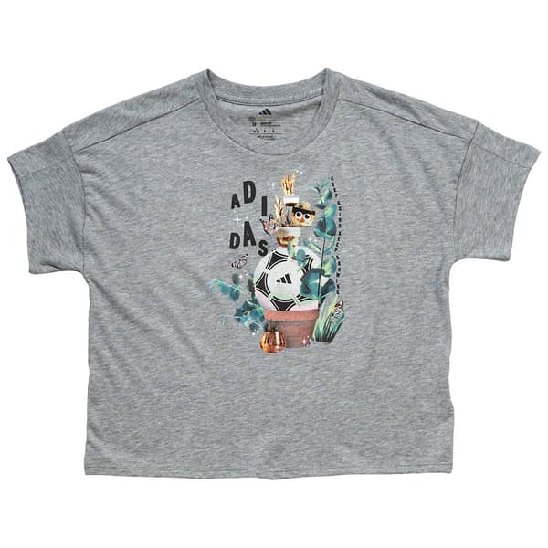 Girls (7-16) adidas(R) Short Sleeve Plant Heather Drop Shoulder Tee