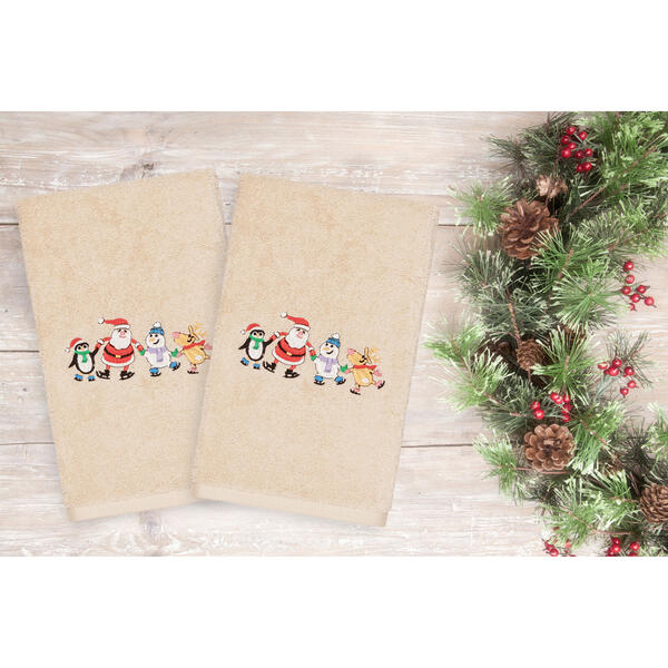 Linum Home Textiles Christmas Skating Party Hand Towel - Set of 2 - image 