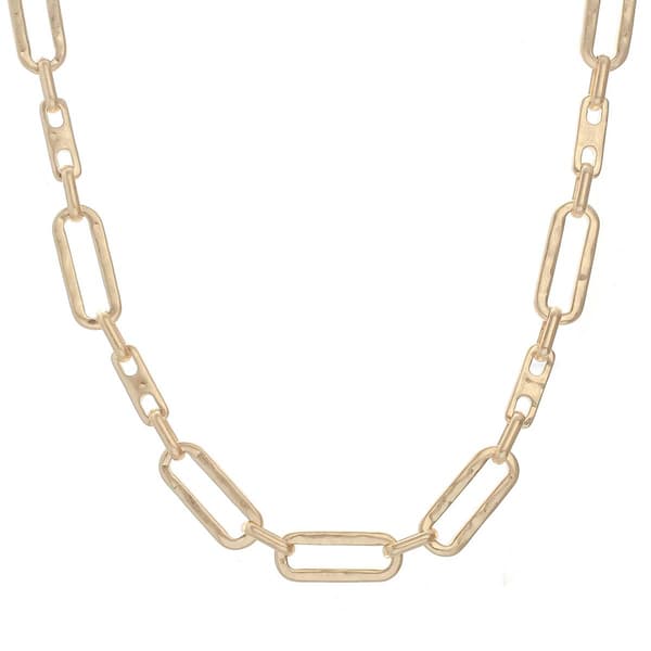 Bella Uno Worn Gold-Tone Paper Link Chain Necklace - image 