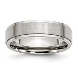 Mens Gentlemen's Classics(tm) 6mm Steel Ridged Edge Wedding Band