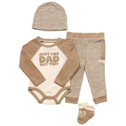 Baby Boy (12-24M) Baby Essentials 4pc Like Dad Pants Bodysuit Set