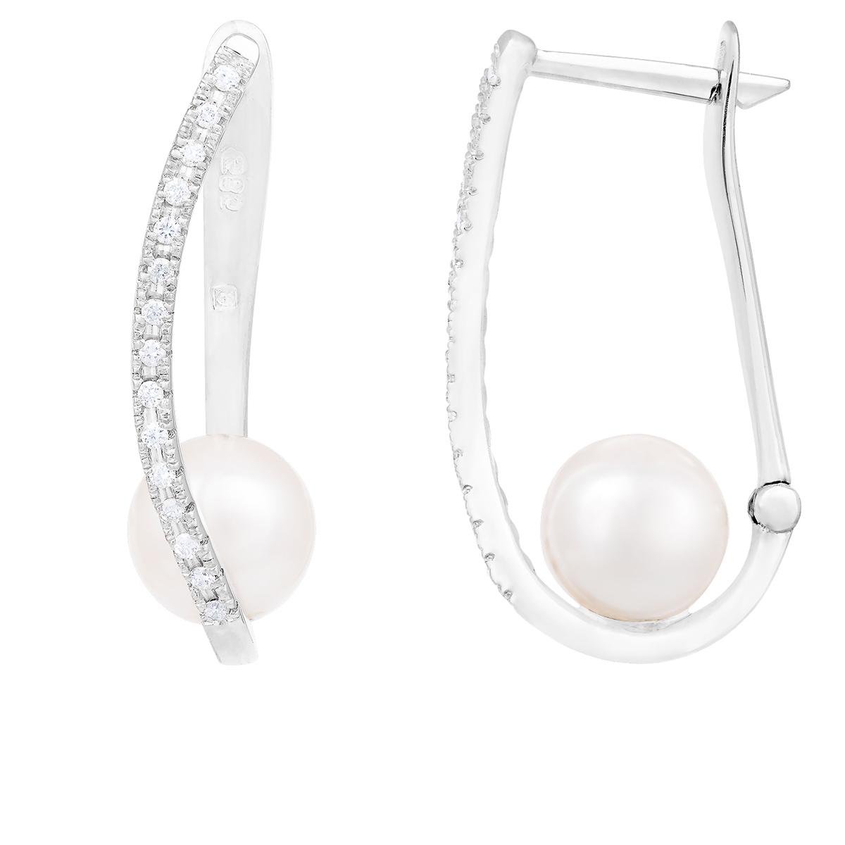 Splendid Pearls 14kt. White Gold Dangling Akoya Pearl...
