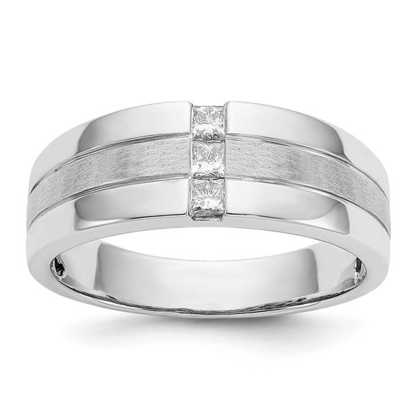 Mens Gentlemens Classics(tm) 14kt. White Gold Polished & Satin Ring - image 