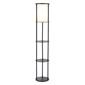 HomeRoots 63 Black Wood Column Floor Lamp With White Fabric Cyl - image 1