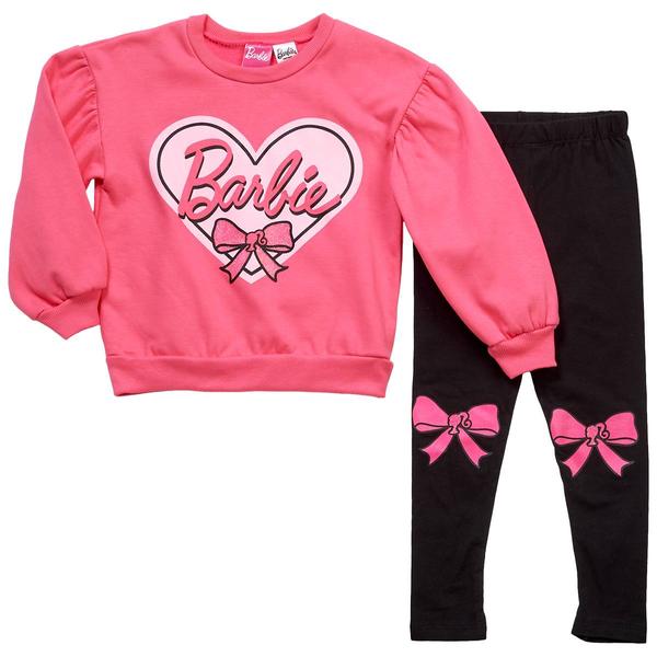 Girls (4-6x) Barbie(R) Long Sleeve Fleece Lined Top w/ Leggings Set - image 