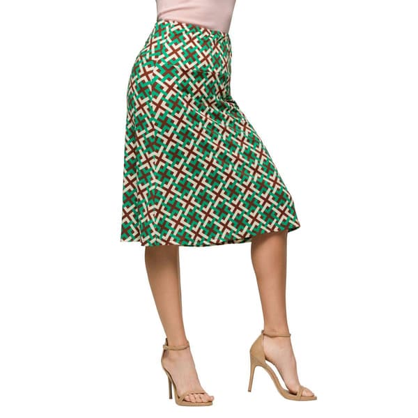 Womens 24/7 Comfort Apparel Green Geometric Comfortable Skirt