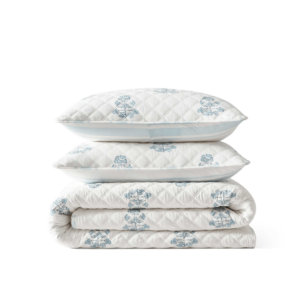 Martha Stewart Flower Block Print Quilt Set