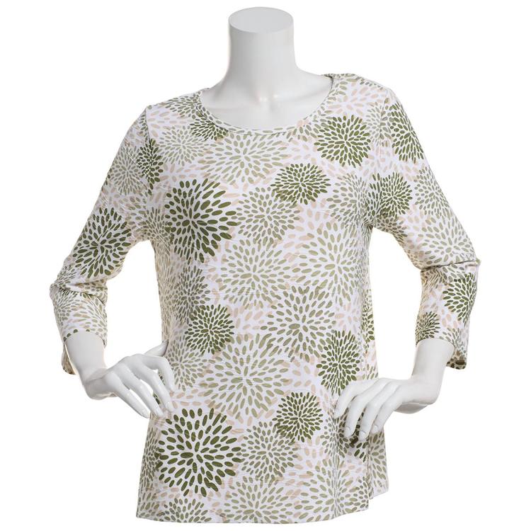 Petite Emily Daniels 3/4 Sleeve Geometric Jacquard Tee