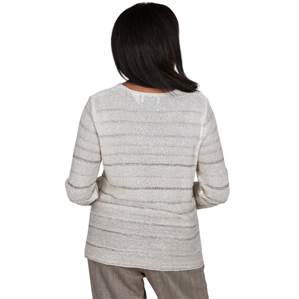 Petite Alfred Dunner Regent Street Sequin Stripe Sweater