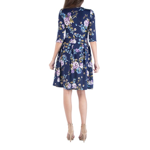 Womens 24/7 Comfort Apparel Floral Fit & Flare Dress
