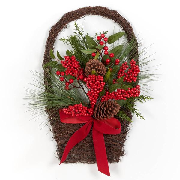 Berry Pinecone Wall Basket - image 