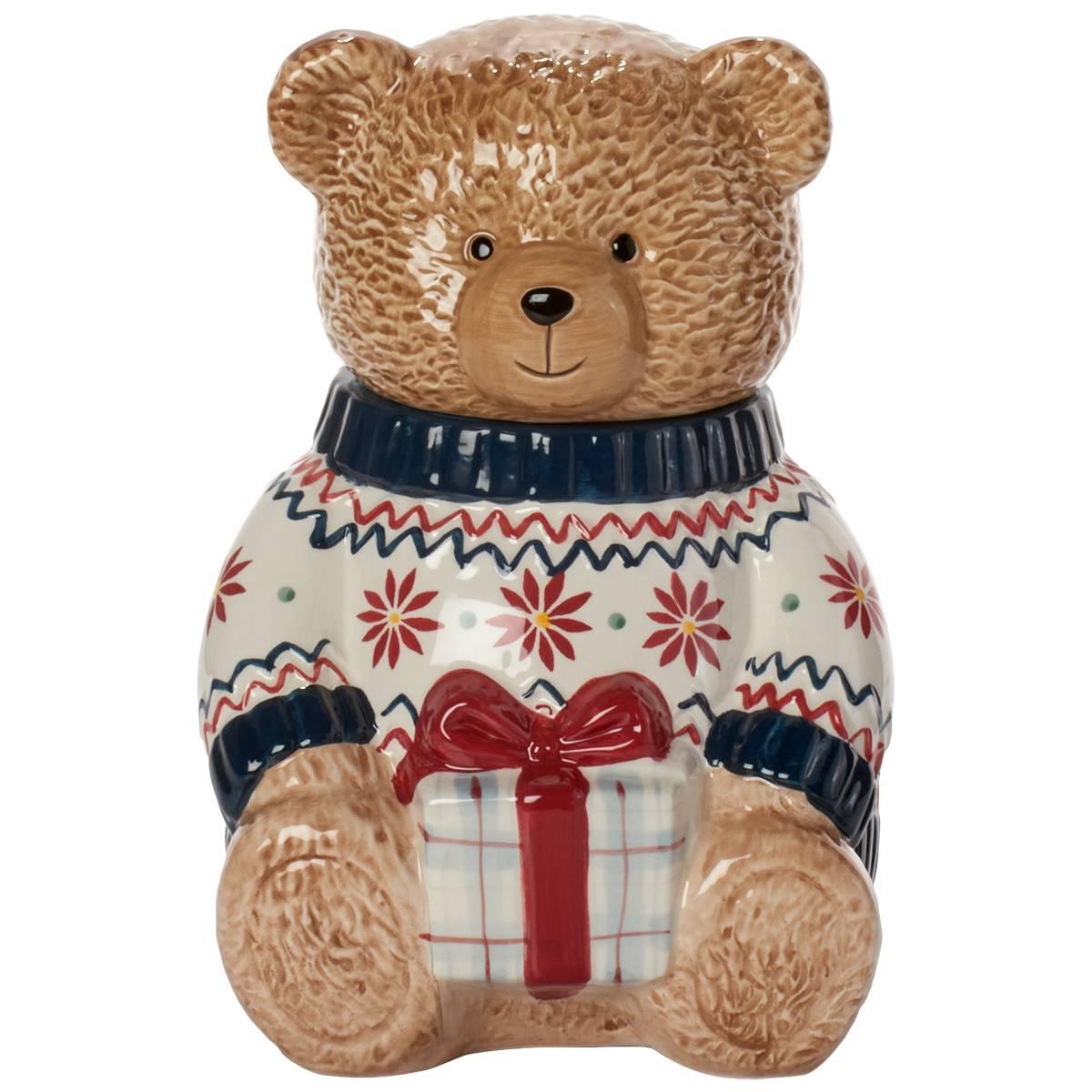 Home Essentials 114oz 11in Teddy Bear Cookie Jar w/ Sweater