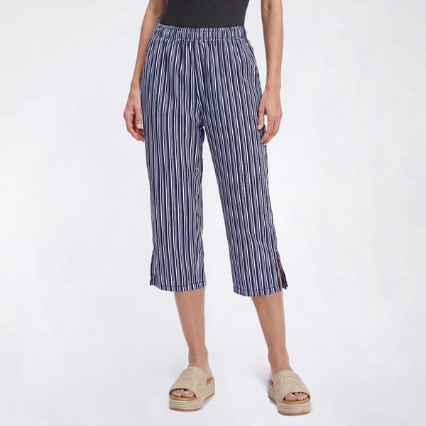 Womens Emily Daniels Pull On Stripe Capris with Side Slits - image 