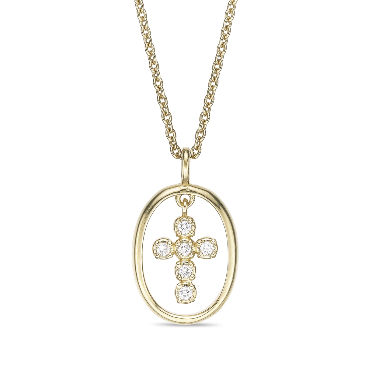 Brilliant Grown Lab-Grown Diamond Dangling Cross Pendant Necklace