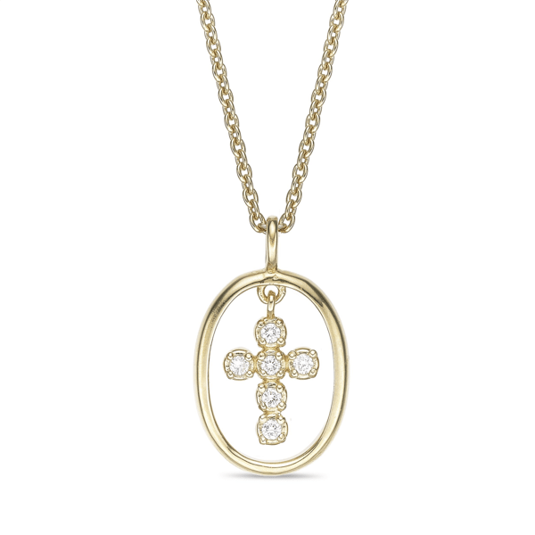 Brilliant Grown Lab-Grown Diamond Dangling Cross Pendant Necklace - image 