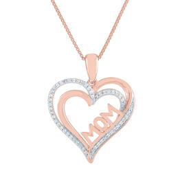 Diamond Classics&#40;tm&#41; Sterling Silver 1/8ctw 14kt. Mom Heart Necklace