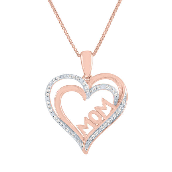 Diamond Classics&#40;tm&#41; Sterling Silver 1/8ctw 14kt. Mom Heart Necklace - image 