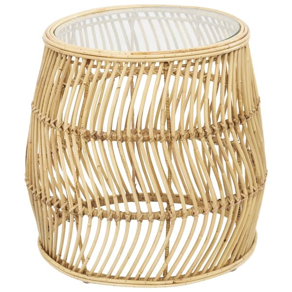 9th & Pike(R) Natural Brown Rattan Accent Table