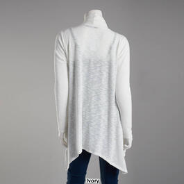 Womens Cure Open Front Solid Cardigan with Tab Detail