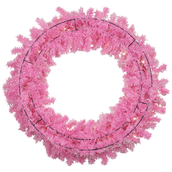 Northlight Pre-Lit Artificial Flocked Pink Pine Christmas Wreath
