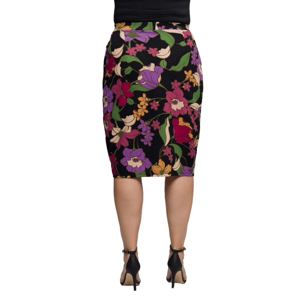Plus Size 24/7 Comfort Apparel Floral Pencil Skirt