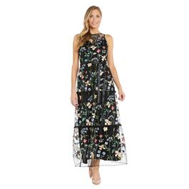 Womens R&M Richards Sleeveless Floral Illusion Neck Gown