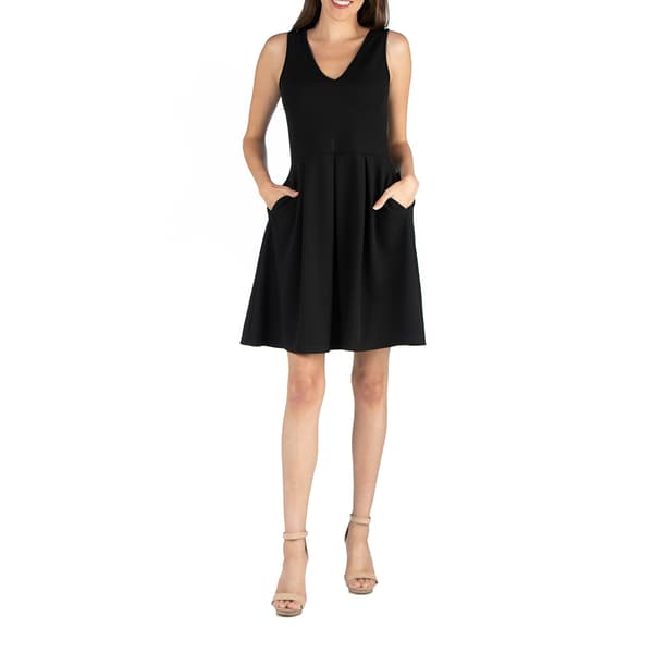 Womens 24/7 Comfort Apparel V-Neck Sleeveless A-Line Dress - image 