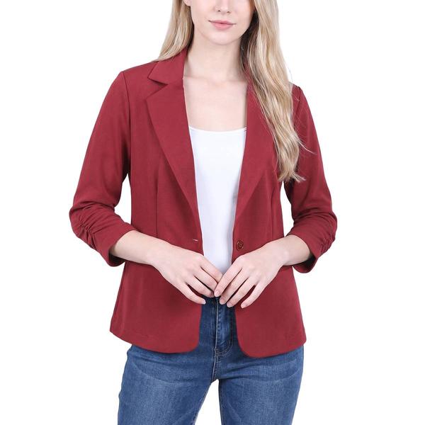Petite NY Collection 3/4 Sleeve Open Front Knit Ottoman Jacket - image 