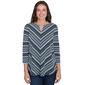 Petite Ruby Rd. Resort Ready 3/4 Sleeve Pebble Stripe Knit Top - image 1